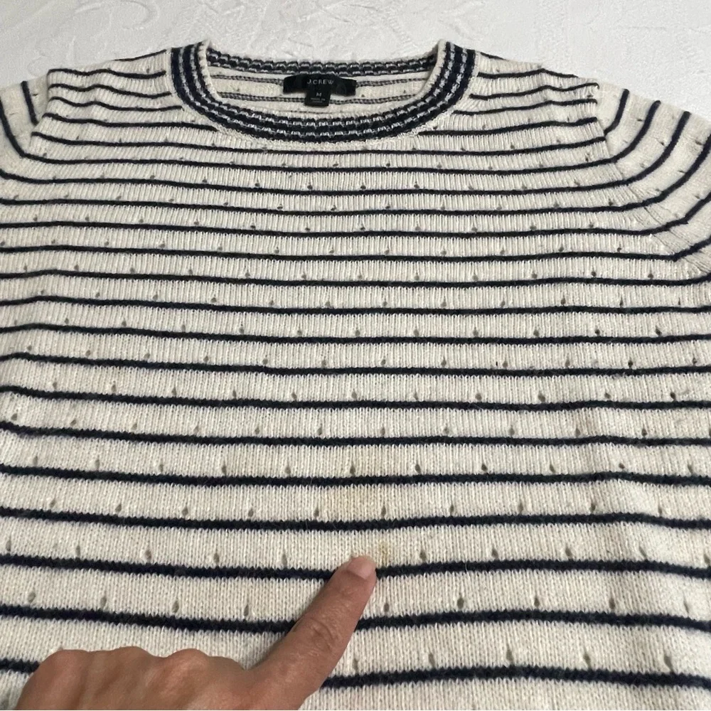 J. Crew Pointelle Sweater Crewneck Stripe Wool Alpaca Blend Casual‎ Preppy